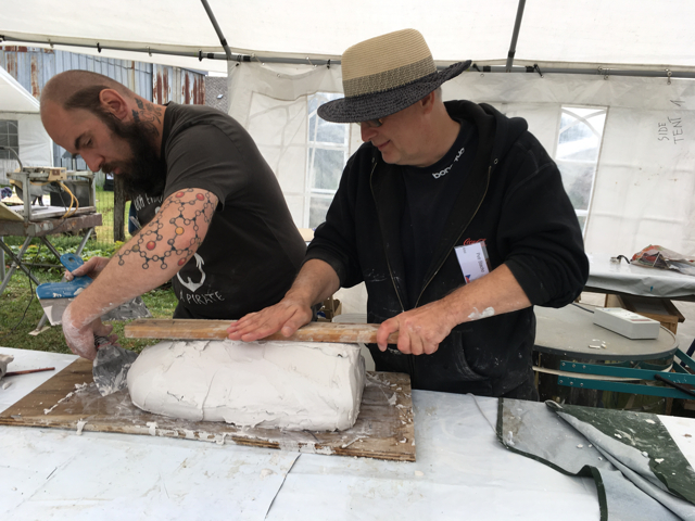 Petr Stacho and Patrick Roth. Mold making. Glass Festival 2019
